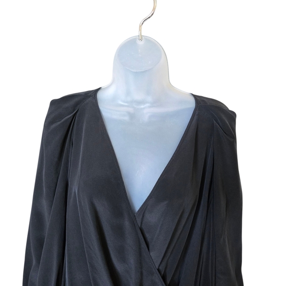 BCBGMaxAzria Charcoal Wrap Blouse - Picture 4 of 9